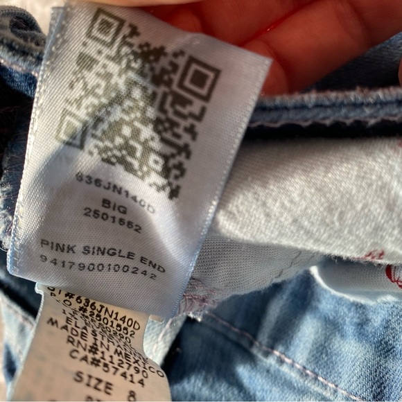 True Religion Girls acid wash jeans w pink stitching size 8 - Picture 10 of 15